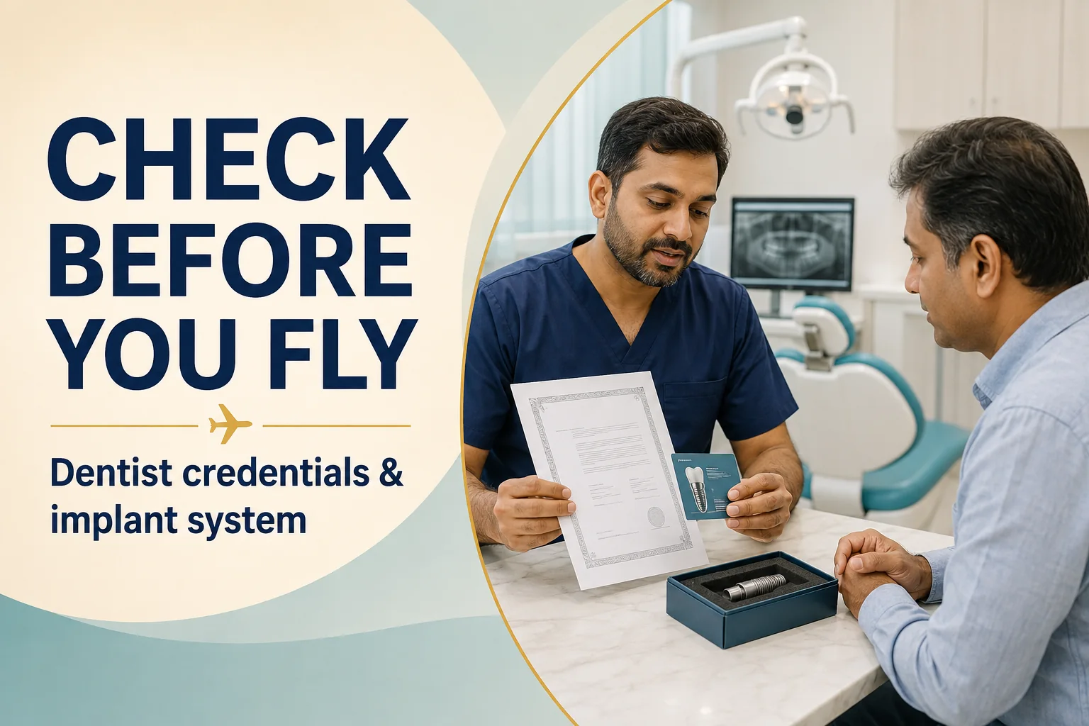 NRI patient checking dentist credentials and implant system before treatment in India